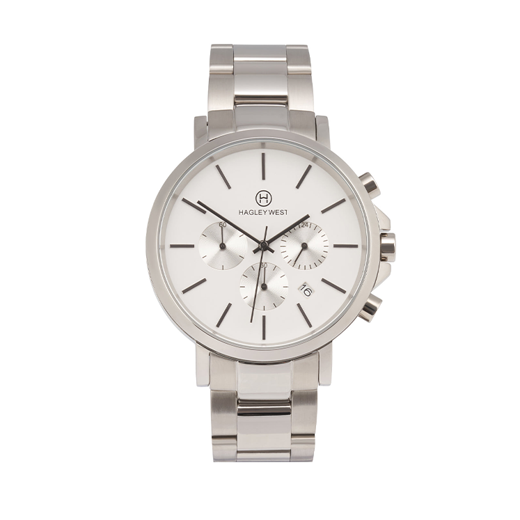 Chrono Collection | White & Silver Watch | Men's Watches | Hagley West